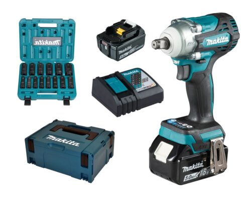 Makita DTW300TJX7 Akku-Schlagschrauber 18V mit 5,0Ah und 14-teiligem Schlagnuss-Set