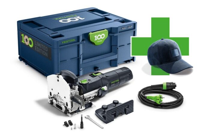 Limitierte Jubiläumsedition der Festool 100 Jahre Dübelfräse DOMINO DF 500 Q-Plus 100Y