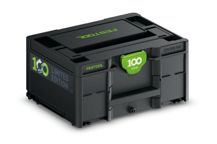 Limitierte Sonderedition des Festool Systainer³ SYS3 M 187 ECO 100Y aus Recyclingkunststoff, robust und nachhaltig.