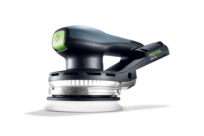 Festool Akku-Exzenterschleifer ETSC 2 125 für kabelloses, präzises Schleifen in kompaktem Design.