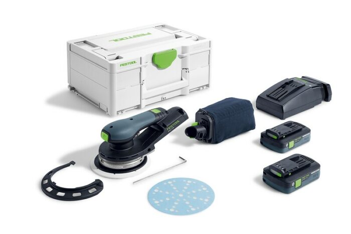 Festool Akku-Exzenterschleifer ETSC 2 150-40 I-Plus für kabelloses Schleifen, kompakt und leistungsstark.