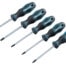 Makita 5-teiliges Torx-Schraubendreher-Set mit magnetischen Spitzen und rutschfesten Griffen.